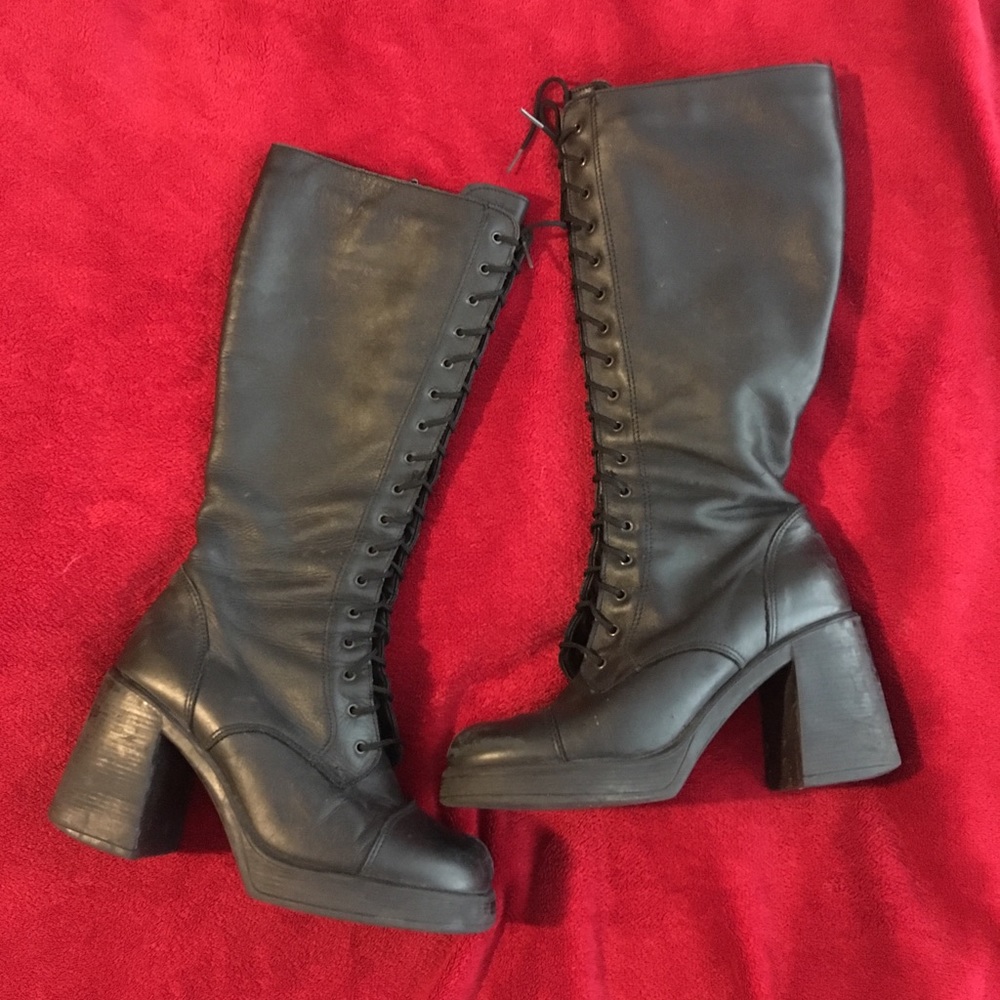 Black leather ALDO boots.